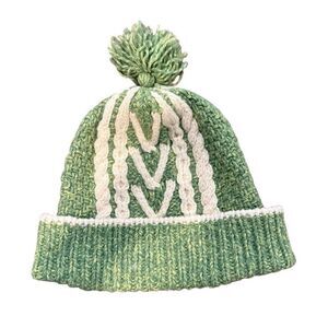 Kate Spade Wool Cuff Pompom Beanie Green